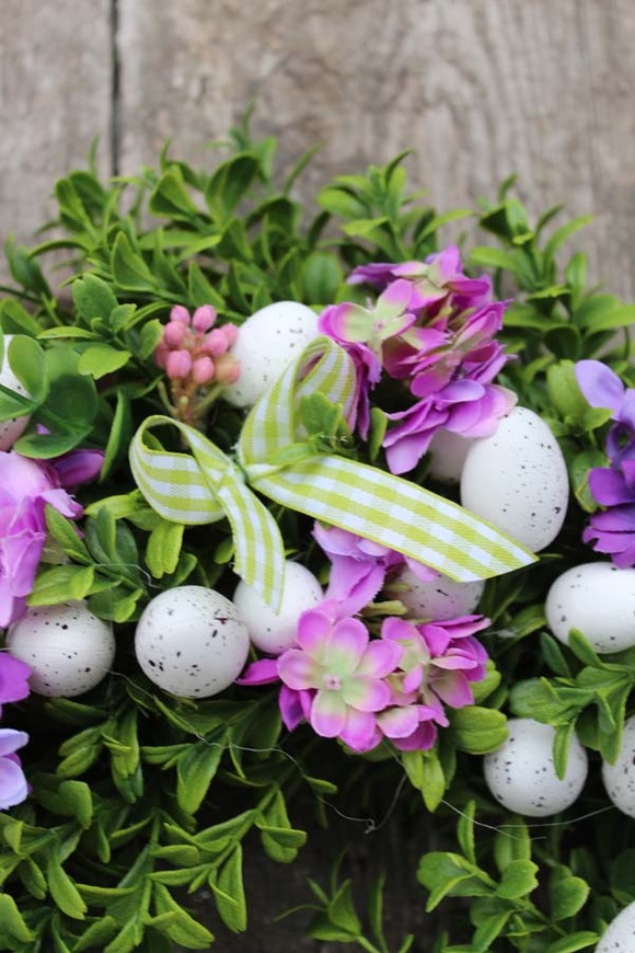 fioletowy wianek na drzwi, Jajka Wielkanocne, śr.32cm