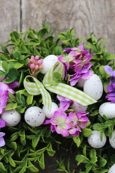 fioletowy wianek na drzwi, Jajka Wielkanocne, śr.32cm