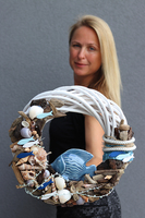 Grot, marynistyczny wianek z ceramiczną rybą, śr.36cm