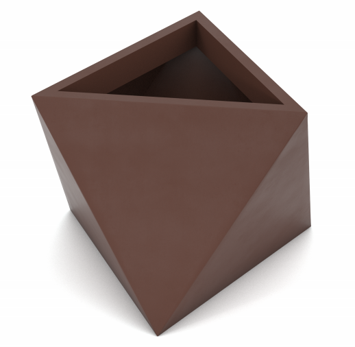 Eos, geometryczna czekoladowa donica z półką, wys.50x60x60cm