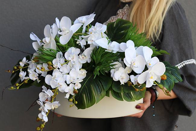 kompozycja Monstera & Orchidea, wym.32x38x56cm