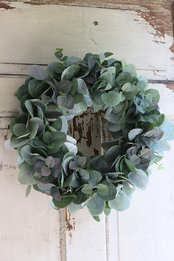 Eukaliptus II, stylowy zielony wianek na drzwi, śr.40cm