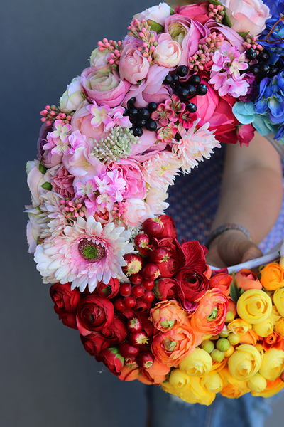 Bajeczna Tęcza, bogaty tęczowy wianek, śr.42cm  