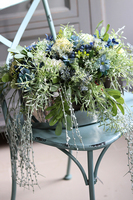 Manfredo Blue Revia, kompozycja kwiatowa w srebrnym naczyniu, wys.30cm