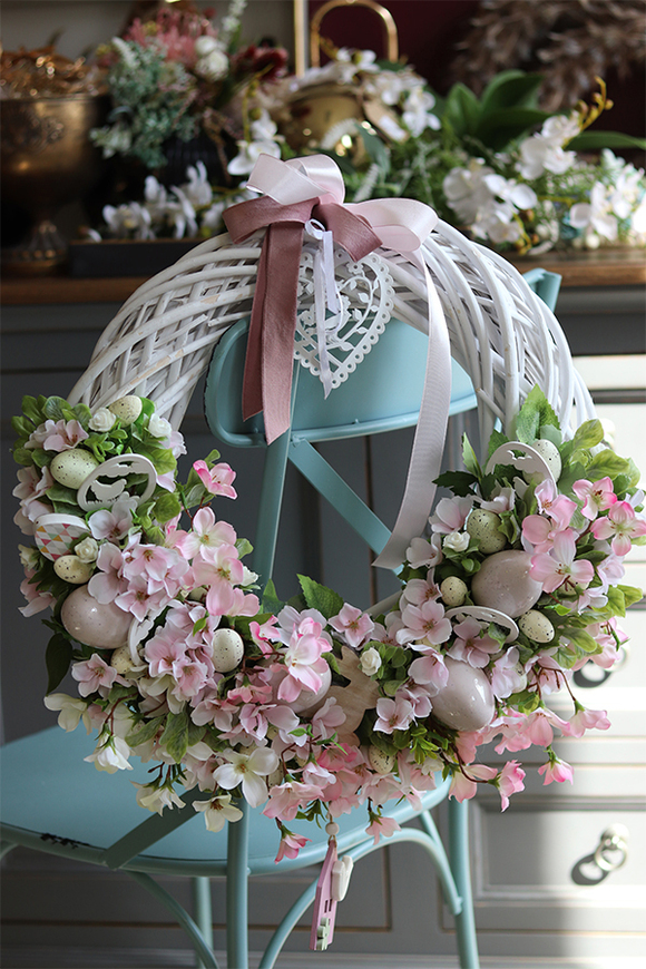Jutrzenka 2, delikatny wielkanocny wianek z jajkami, śr.40cm