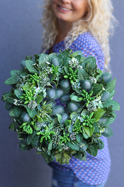 dekoracyjny zielony wianek, Ziołowy Leaves, śr.35cm