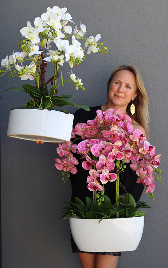 Granada Gedana, gumowy storczyk w białej ceramicznej donicy, wys.72cm