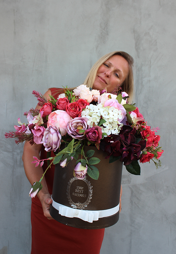 flowerbox Jesień, przepiękna kompozycja kwiatowa, wys.44cm