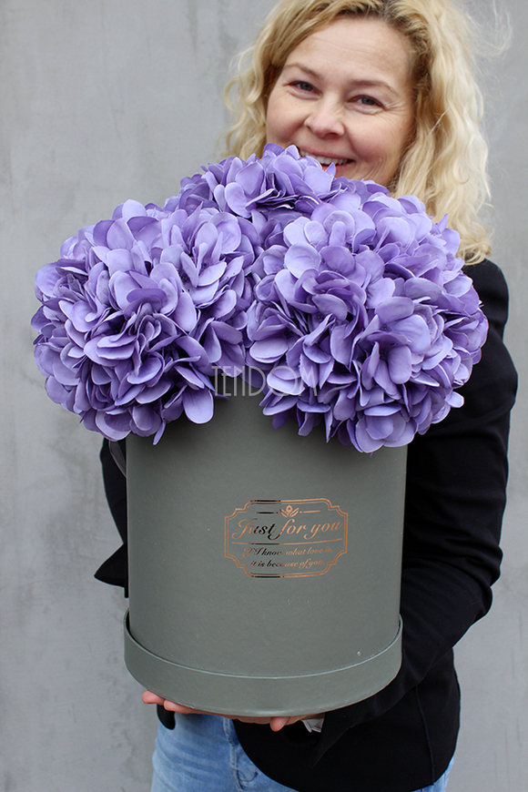 kompozycja kwiatowa / bukiet Flowerbox hortensja XXL, wys.43cm 