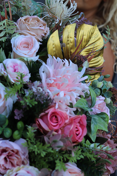 ekskluzywna wiązanka nagrobna, Złota Monstera, dł.80cm