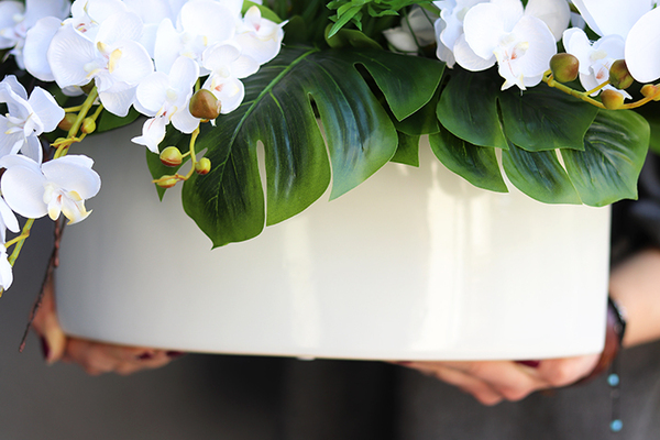 kompozycja Monstera & Orchidea, wym.32x38x56cm