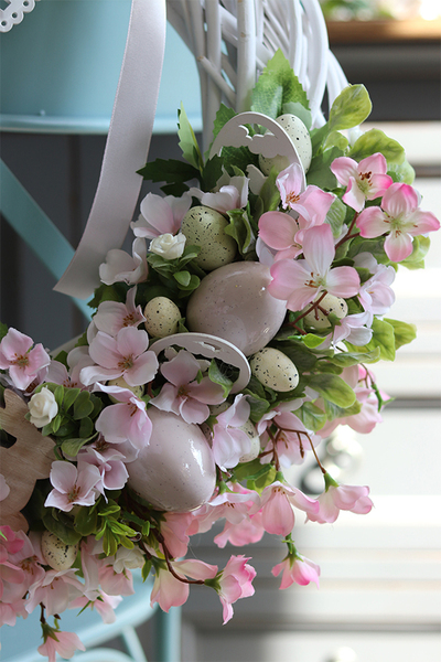 Jutrzenka 2, delikatny wielkanocny wianek z jajkami, śr.40cm
