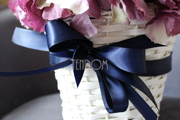 kosz z kwiatami Romantyczna Hortensja Fiolet 28x28cm