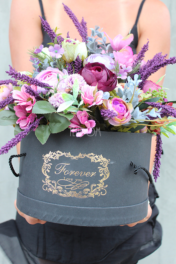 Jesienna Aura, kompozycja kwiatowa / bukiet / flowerbox wys.34cm 