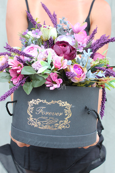 Jesienna Aura, kompozycja kwiatowa / bukiet / flowerbox wys.34cm 