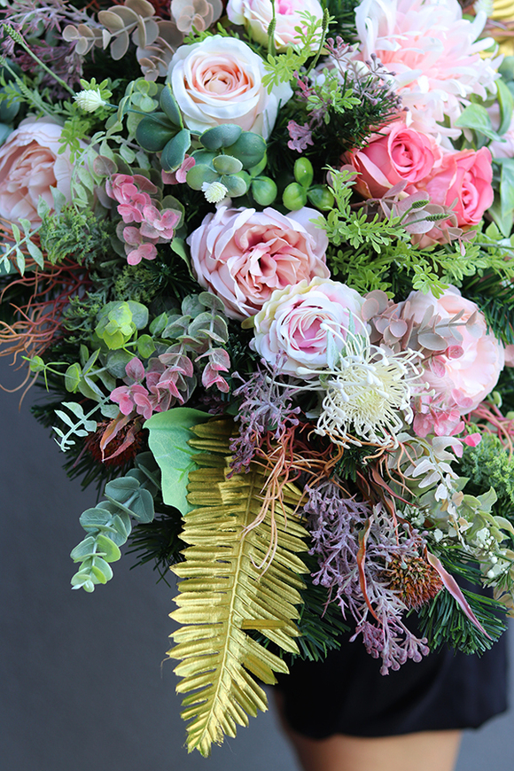 ekskluzywna wiązanka nagrobna, Złota Monstera, dł.80cm