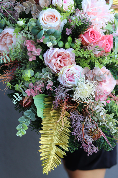 ekskluzywna wiązanka nagrobna, Złota Monstera, dł.80cm