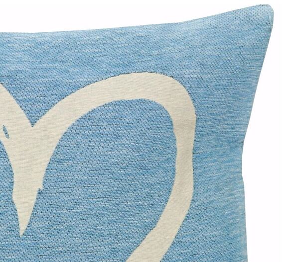 poszewka Z Sercem, niebieska, wym.45x45cm