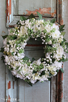 Etiuda, delikatny kwiatowy wianek na drzwi, śr.38cm