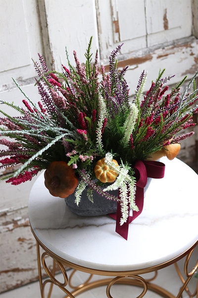 jesienna kompozycja z wrzosami i dyniami, Gerina, wym.32x53cm