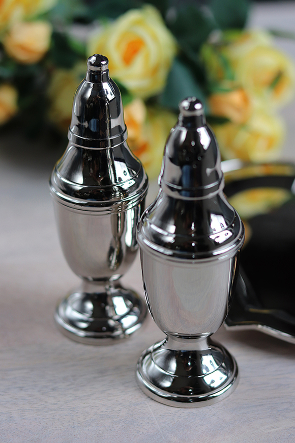 elegancki zestaw Solniczka & Pieprzniczka na tacy, / Przyprawniki A, wys.12,5cm 