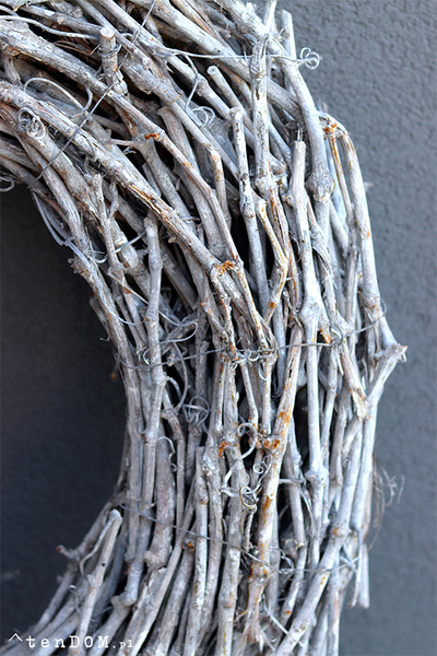 Grande Wreath, ogromny wianek  z szarych gałązek, śr.84cm