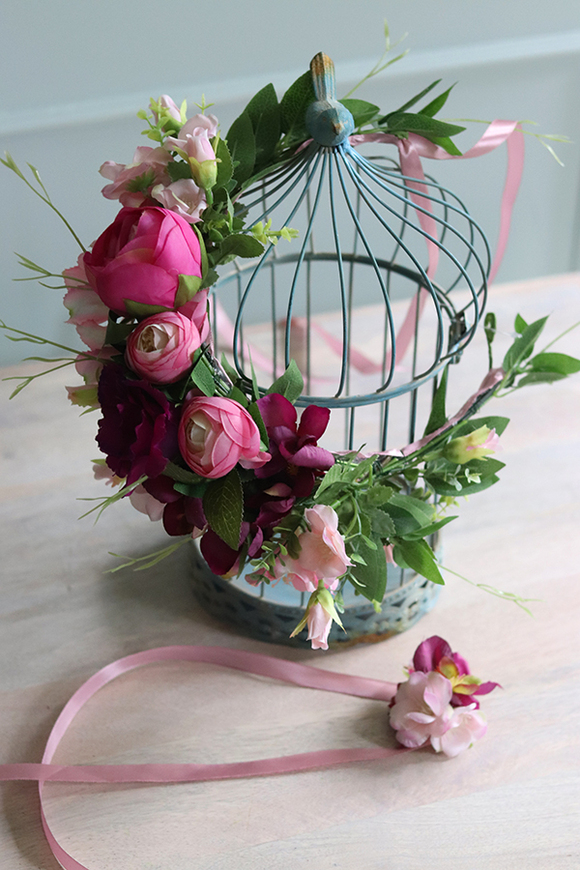 Clarina, komplet biżuterii kwiatowej, wianek na głowę + opaska na rękę