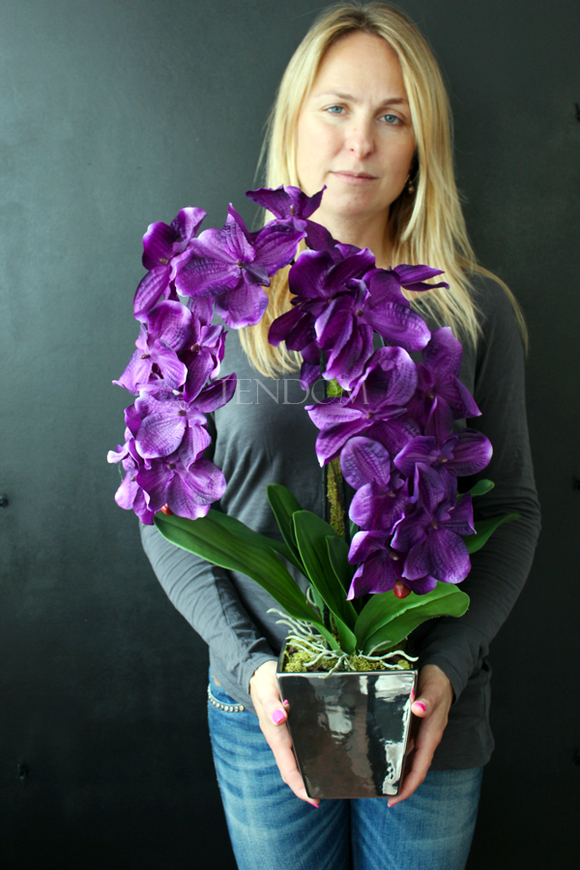 ładny storczyk sztuczny Silver Violet, wys.63cm 