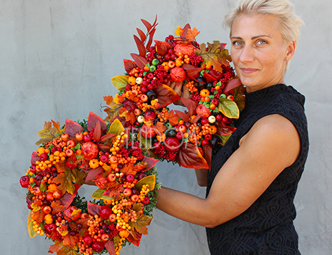 piękny Jesienny 2 wianek na drzwi, śr.38cm  