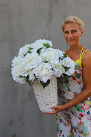 kosz Love Provance z białymi hortensjami, wys.55cm