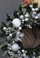 bożonarodzeniowy wianek na drzwi, Silver Christmas, śr.64cm