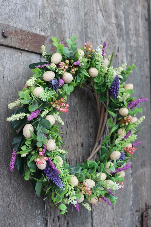 dekoracyjny wianek na drzwi Jajka Wielkanocne, śr.34cm