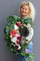 Hellona, komplet dekoracji nagrobnych, wiązanka dł.110cm + wieniec śr.35cm