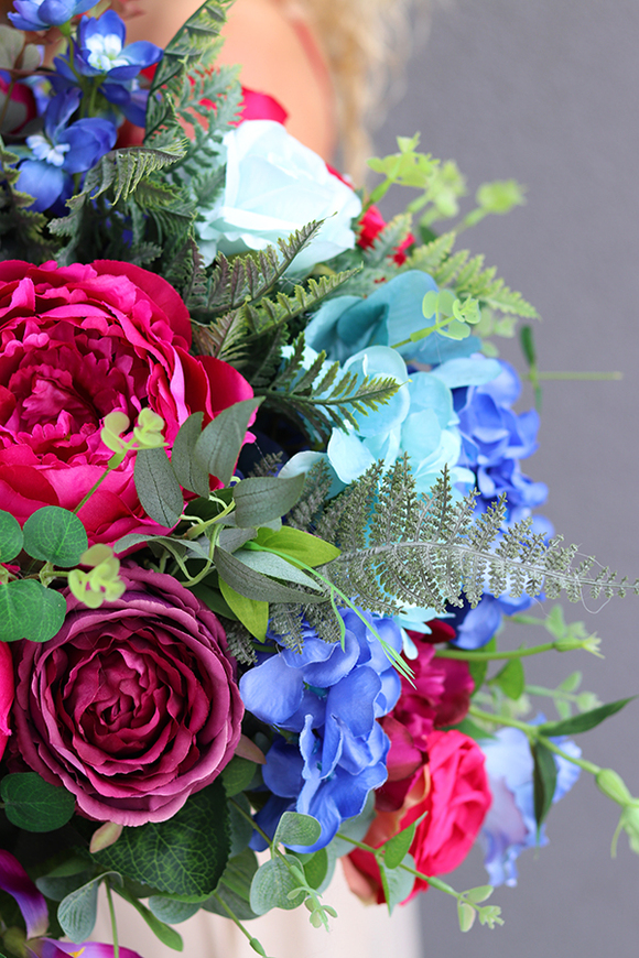 Janina Pink&Blue, kompozycja kwiatowa nagrobna wys.35,śr.50cm