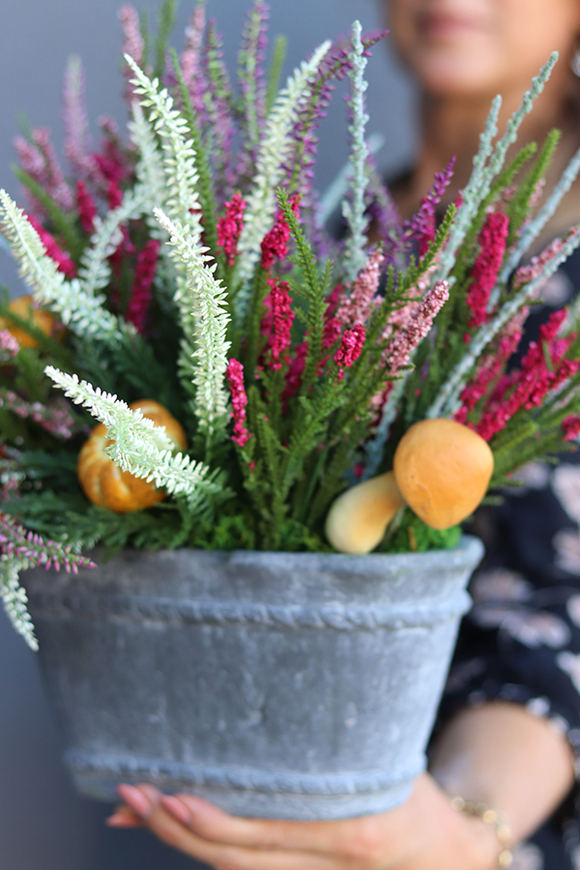 jesienna kompozycja z wrzosami i dyniami, Gerina, wym.32x53cm