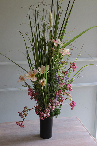 Łąka Silvietta, kompozycja traw w plastikowym  wkładzie do wazonu, wys.90cm