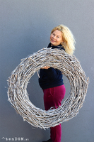 Grande Wreath, ogromny wianek  z szarych gałązek, śr.84cm