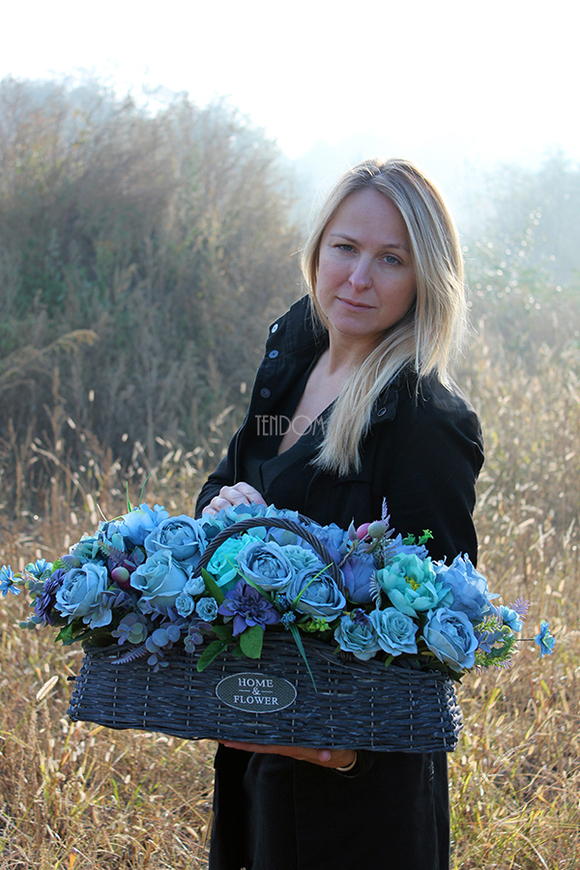 podłużny kosz w niebieskiej tonacji Theresa Big 30x73cm