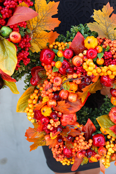 piękny Jesienny 2 wianek na drzwi, śr.38cm  