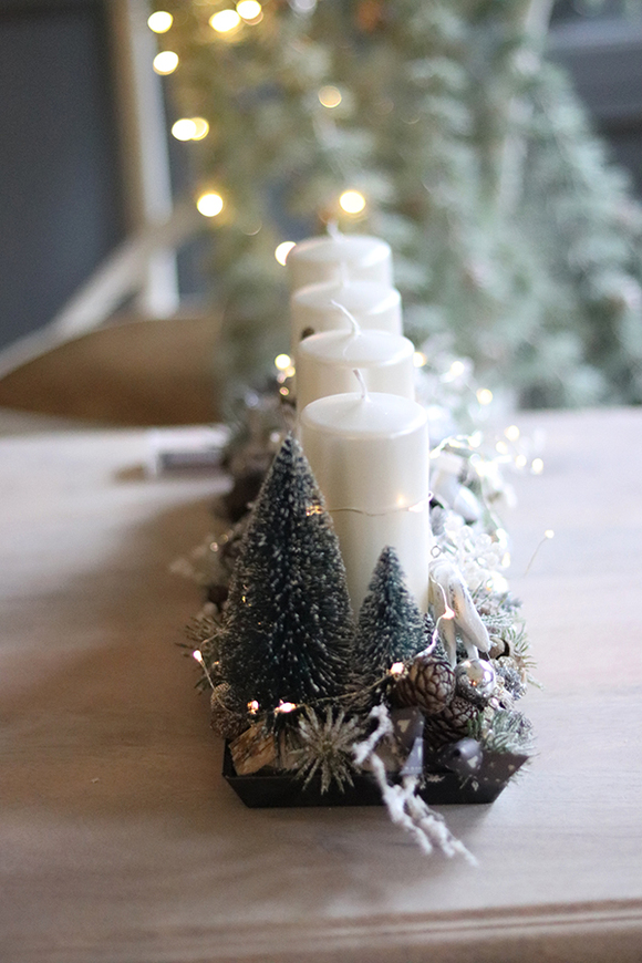 adwentowy stroik Biała Zabawa, wym.18x43x17cm 