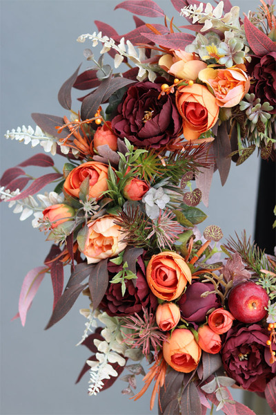 Orange Fall, bogaty wianek jesienny, śr.43cm 