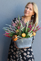 jesienna kompozycja z wrzosami i dyniami, Gerina, wym.32x53cm