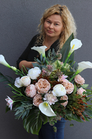 Maria Beige, komplet kompozycji nagrobnych, bukiet + kompozycja