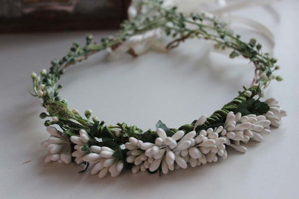 biały komunijny wianek na głowę, Laura, rozmiar uniwersalny