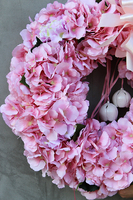 Bladoróżowa Hortensja 2 wianek na drzwi, śr.60cm  