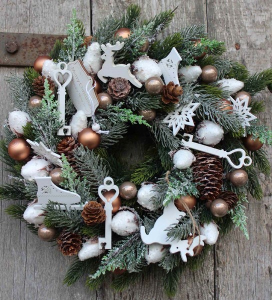 bożonarodzeniowy wianek Klucz do Świąt, śr.28cm