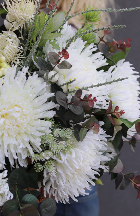 Astry Biel, kompozycja kwiatowa nagrobna, wym.40cmx45x55cm