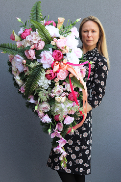 Mellona, duża dekoracja / wiązanka nagrobna, dł.110cm 