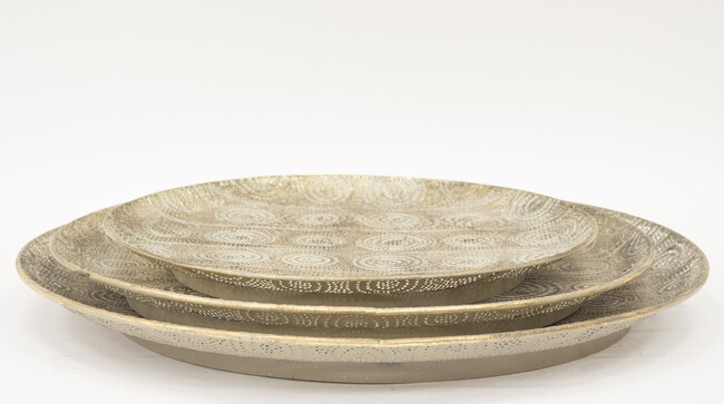 Indie Gold, stylowa taca metalowa, kpl.3szt 