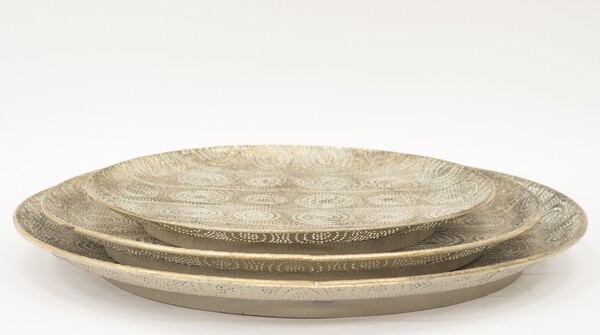 Indie Gold, stylowa taca metalowa, kpl.3szt 